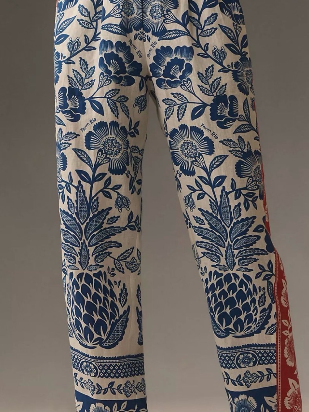 New Farm Rio/ Anthropologie Blue Floral Print Women’s Linen pants size M
